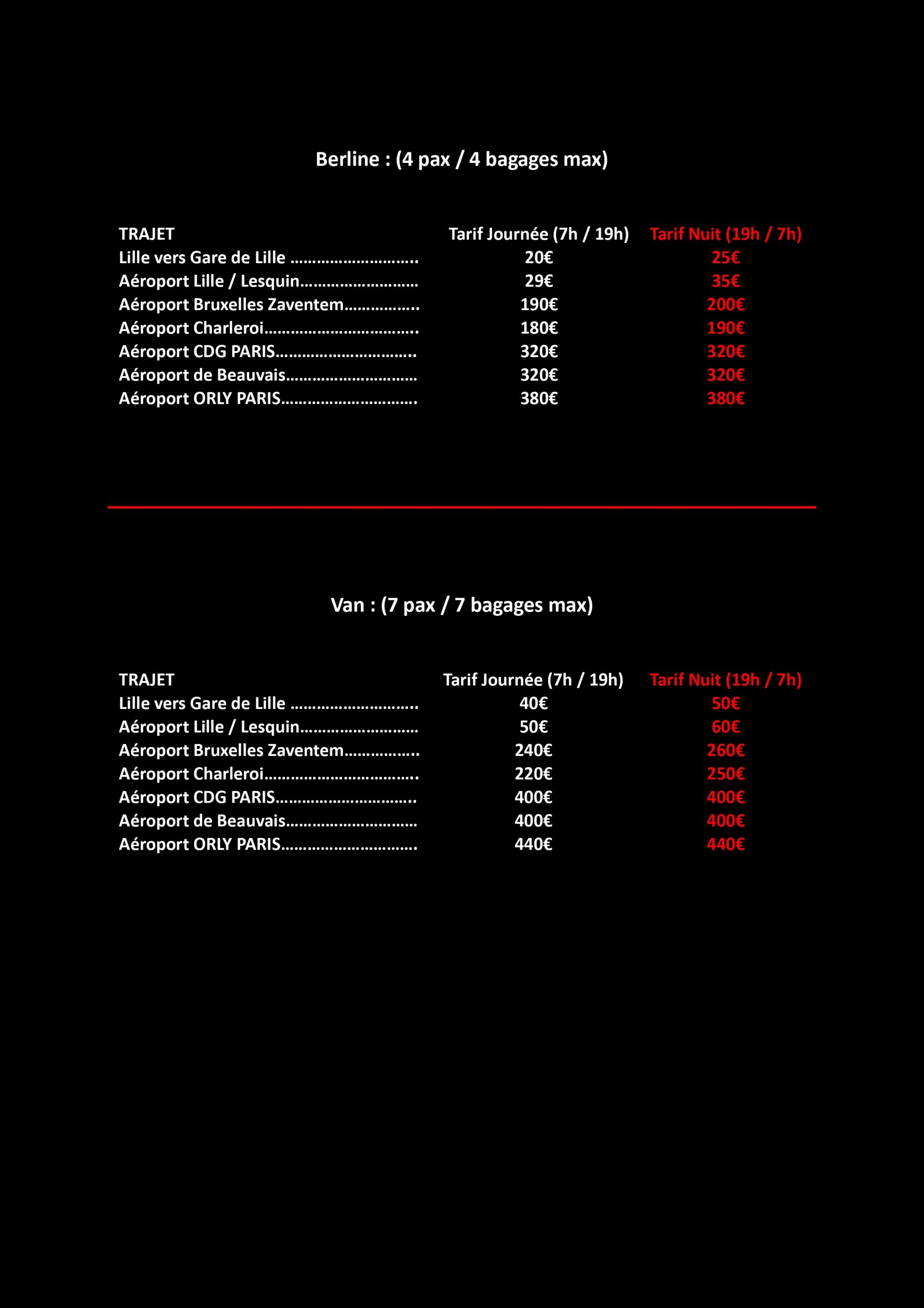 tarifs vtc